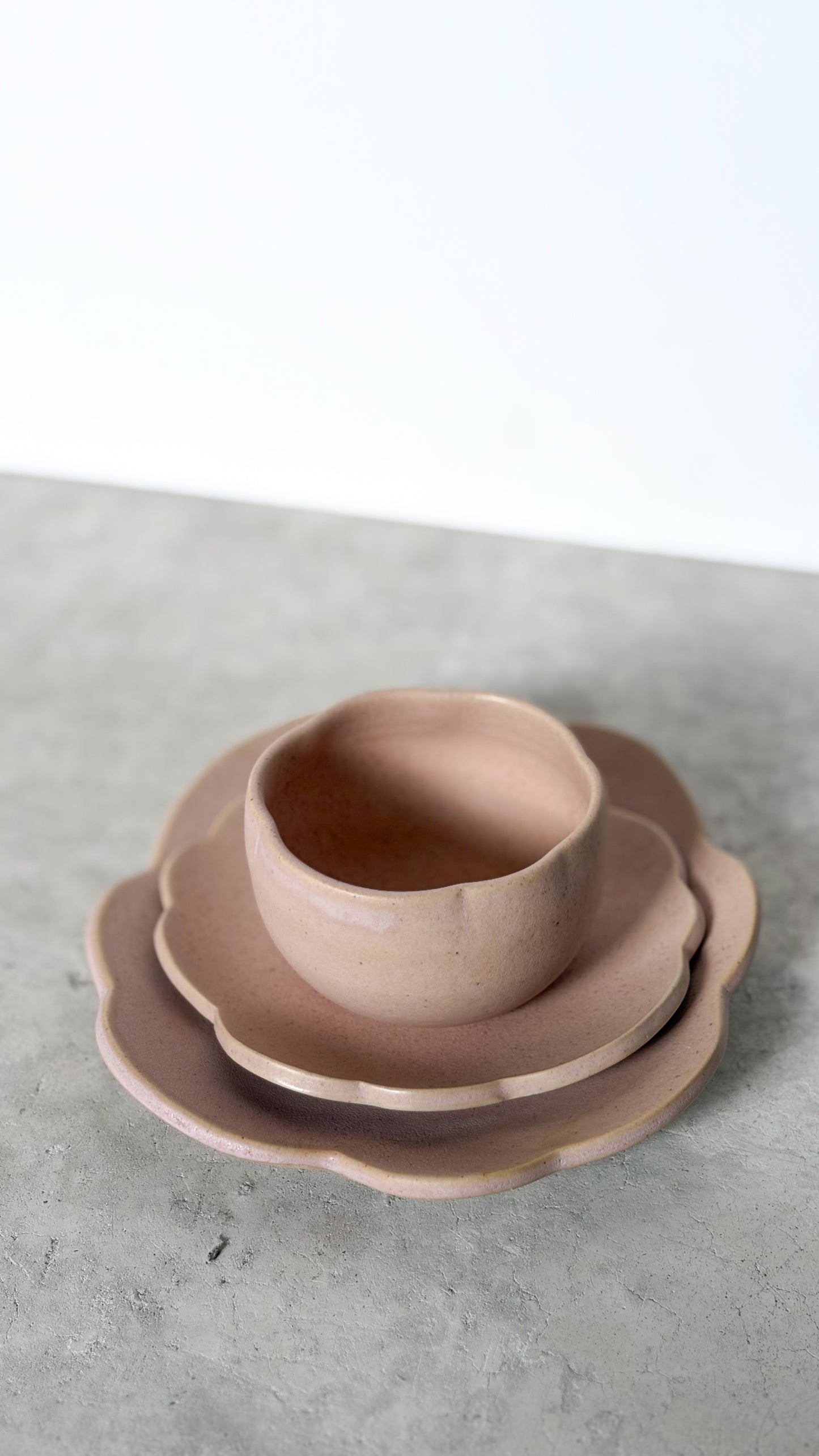 Tasse & sous tasse Fleur Rose poudre