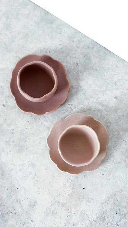 Tasse & sous tasse Fleur Rose chocolaté