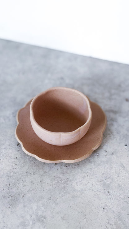 Tasse & sous tasse Fleur Rose poudre