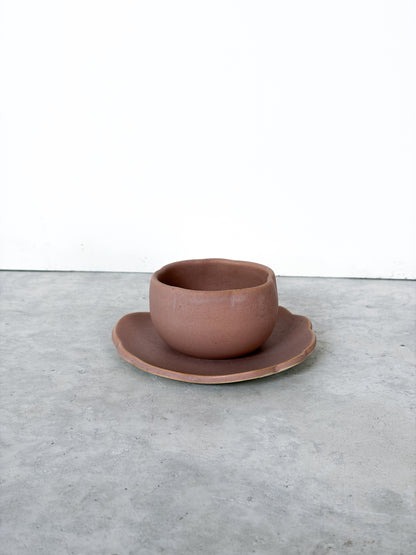 Tasse & sous tasse Fleur Rose chocolaté