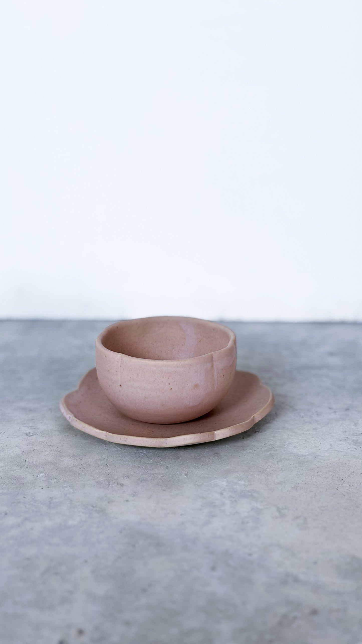 Tasse & sous tasse Fleur Rose poudre