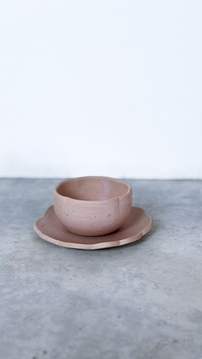 Tasse & sous tasse Fleur Rose poudre